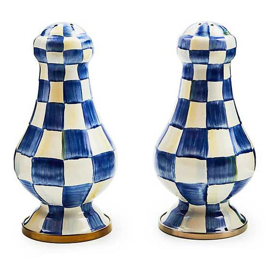 ROYAL CHECK SALT AND PEPPER SHAKERS-LARGE