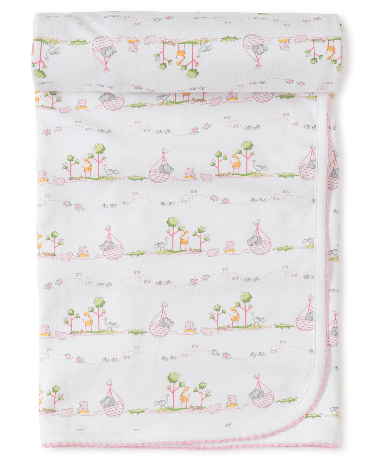 Pink Noah's Print Gown, Blanket & Hat Set
