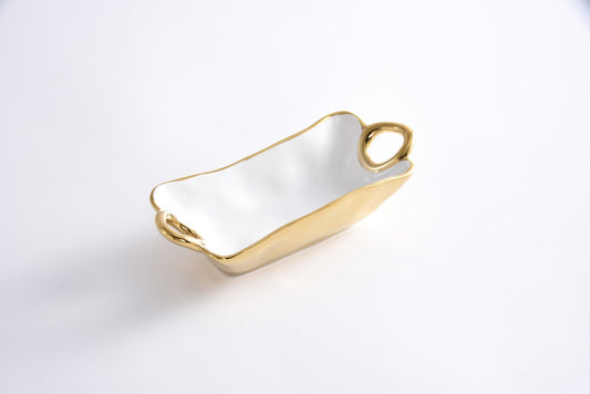 GOLDEN HANDLES Mini rectangular bowl