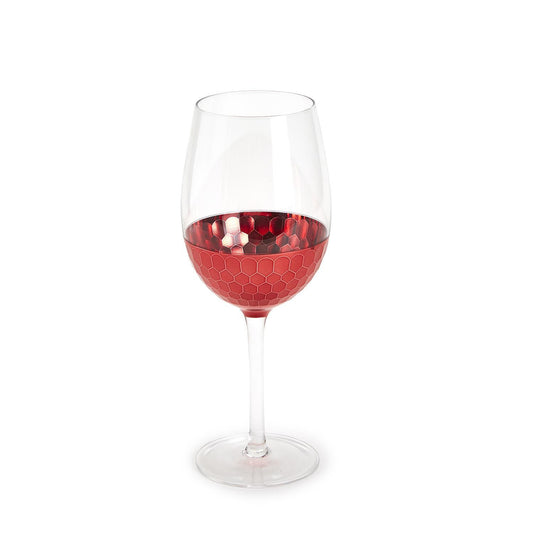 Red Hot Faceted Wine Glass