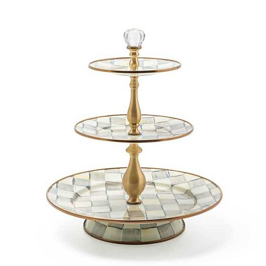 STERLING CHECK ENAMEL 3 TIER SWEET STAND