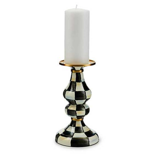 COURTLY CHECK ENAMEL PILLAR CANDLE STICK