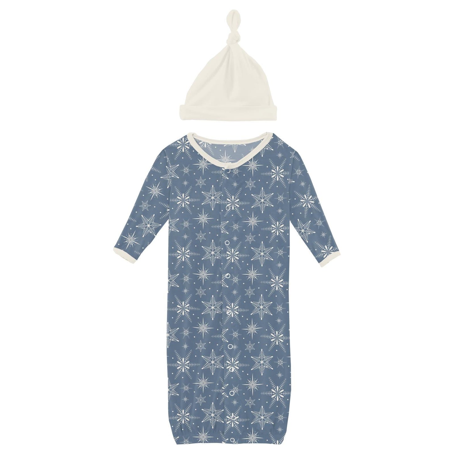 Parisian Blue Snowflakes Gown Converter Hat Set-NB