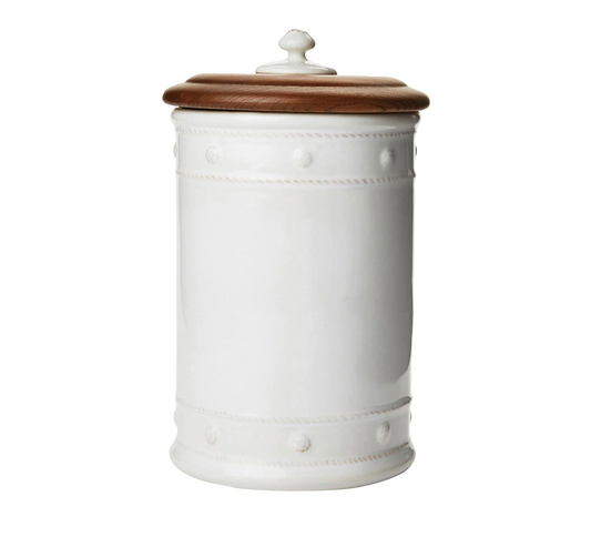 Berry & Thread Whitewash 11.5" Canister with Wooden Lid