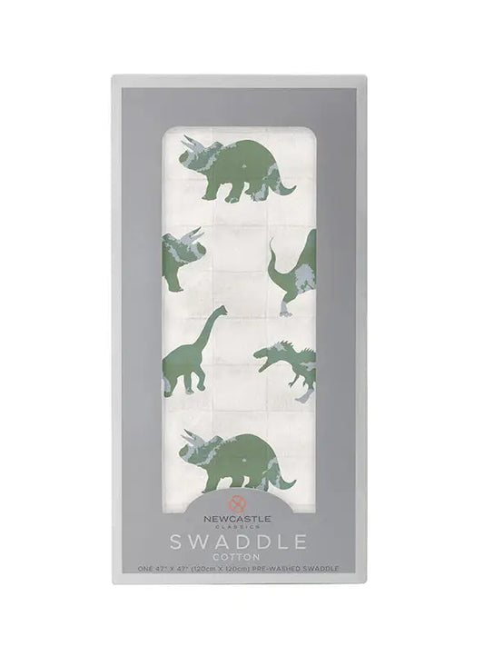 Green Dinosaurs Cotton Swaddle