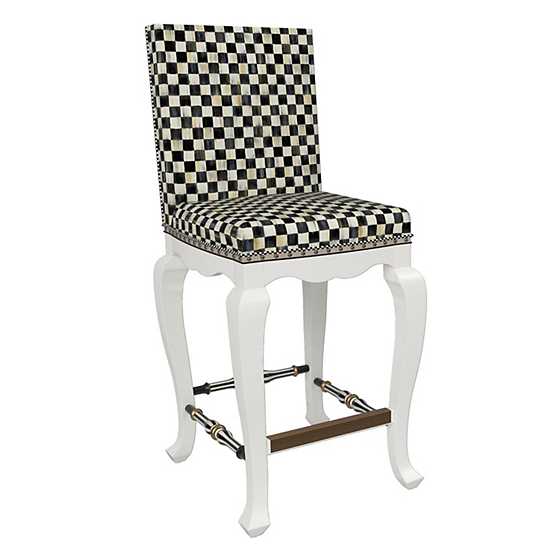Courtly Check Counter Stool With Back - White