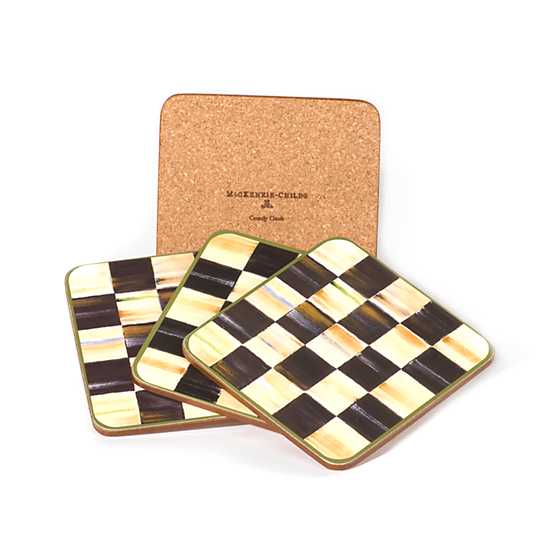 COURTLY CHECK CORK BACK COASTERS-SET OF 4