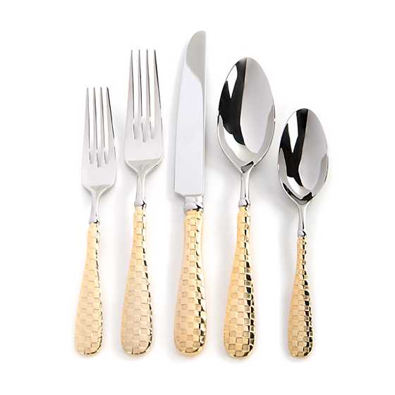 Gold Check 5 Piece Place Setting Flatware