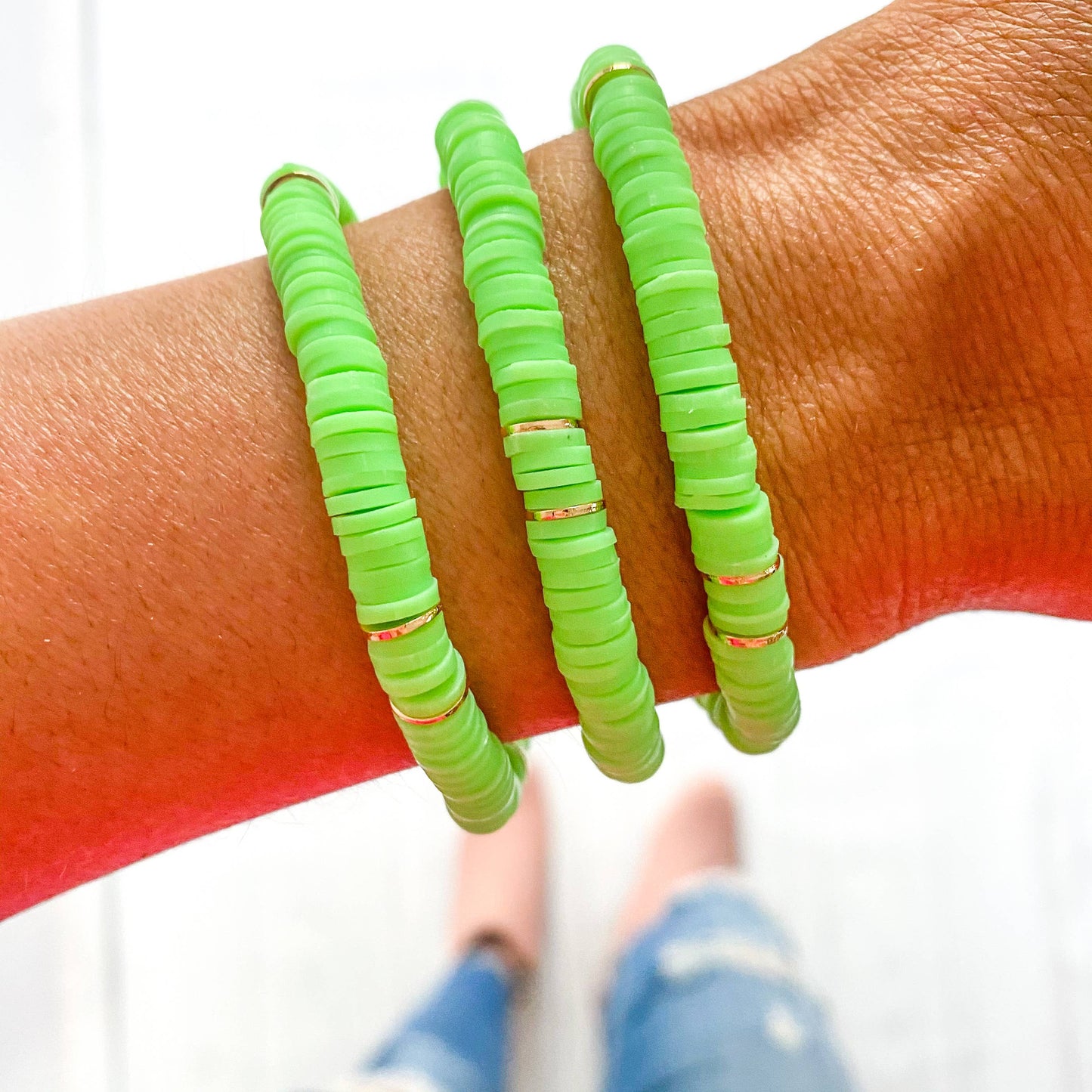 Savvy Bling - Neon Green Heishi Bracelet