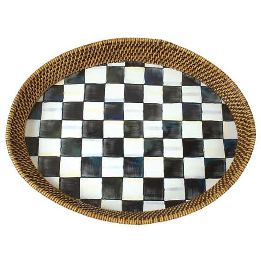 COURTLY CHECK RATTAN TRAY-LARGE