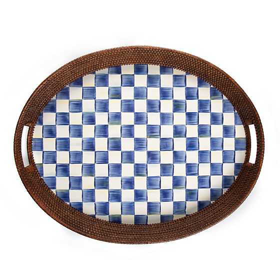 RATTAN AND ENAMEL PARTY TRAY