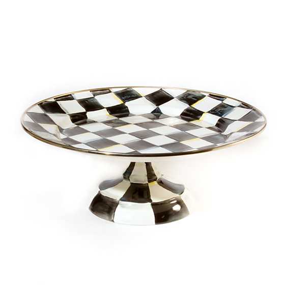 COURTLY CHECK ENAMEL PEDESTAL PLATTER-SMALL