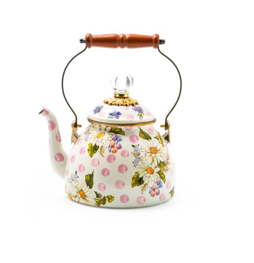 WILDFLOWERS ENAMEL 2 QT TEA KETTLE - PINK