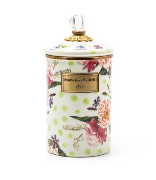 WILDFLOWERS ENAMEL LARGE CANISTER - GREEN