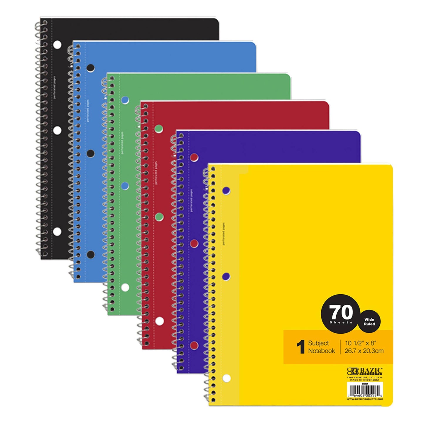BAZIC Products - Notebook Spiral W/R 1-Subject 70 Ct.