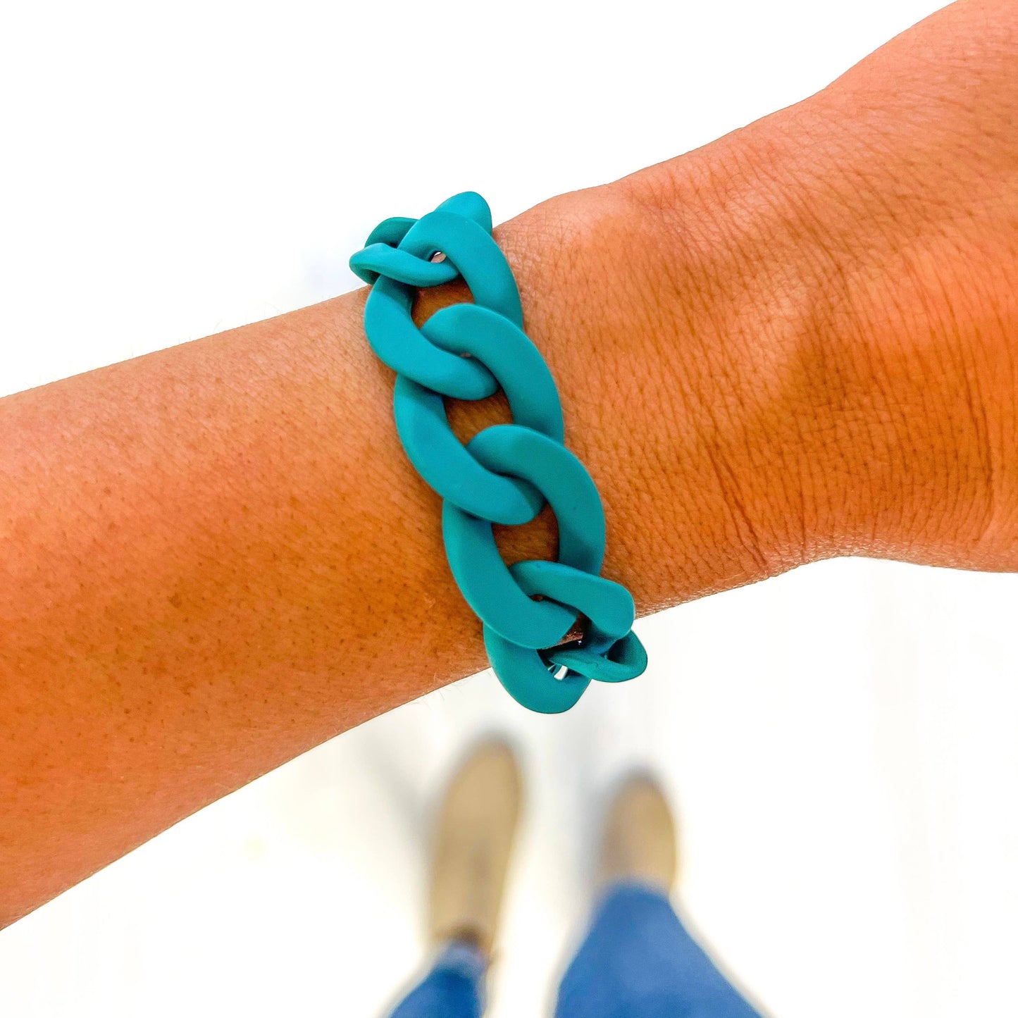 Savvy Bling - Matte Teal Chunky Acrylic Chain Link Bracelet